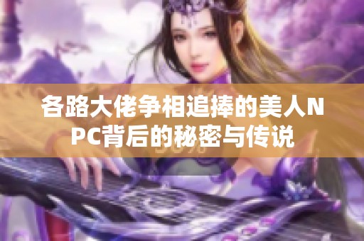 各路大佬争相追捧的美人NPC背后的秘密与传说