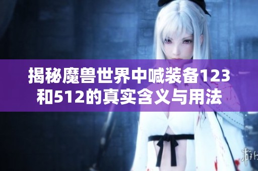 揭秘魔兽世界中喊装备123和512的真实含义与用法
