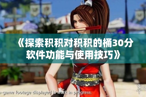 《探索积积对积积的桶30分软件功能与使用技巧》