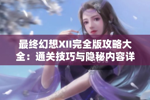 最终幻想XII完全版攻略大全：通关技巧与隐秘内容详解