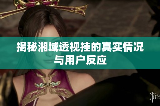 揭秘湘域透视挂的真实情况与用户反应