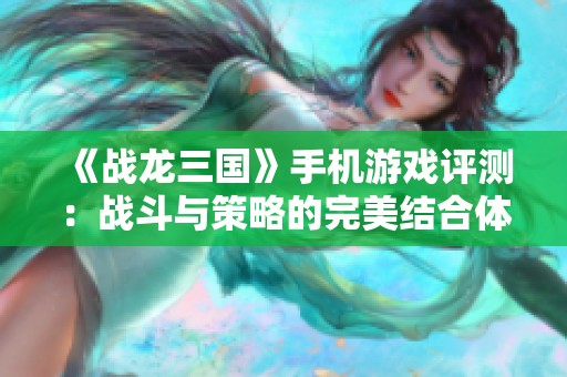 《战龙三国》手机游戏评测：战斗与策略的完美结合体验