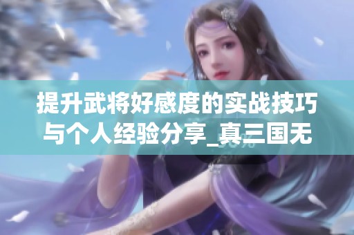 提升武将好感度的实战技巧与个人经验分享_真三国无双8攻略